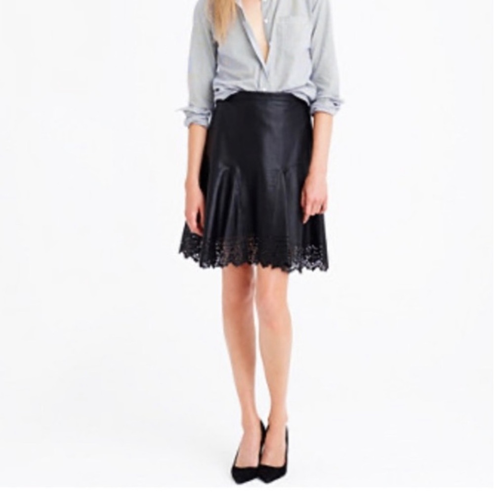 J. Crew Collection Plaza Laser-cut Leather in Black Size 0